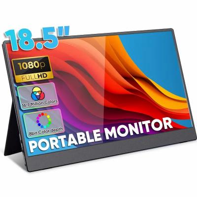 18.5 inch 1080P Portable Laptop Monitor Dual Speakers Frameless IPS HDR Gaming Monitor USB-C HD Travel Second Monitor with VESA